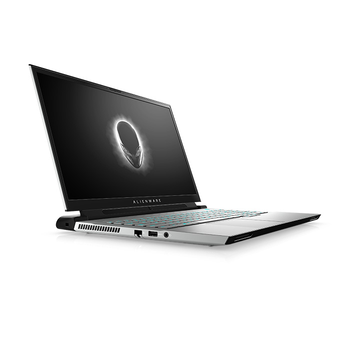 Alienware m17 R3 in Lunar Light and Alienware Background Right Side View v2
